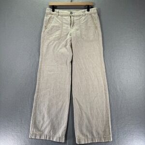 Anthropologie Pilcro And Letterpress Linen Pants Womens 8 Beige Wide Leg Relaxed